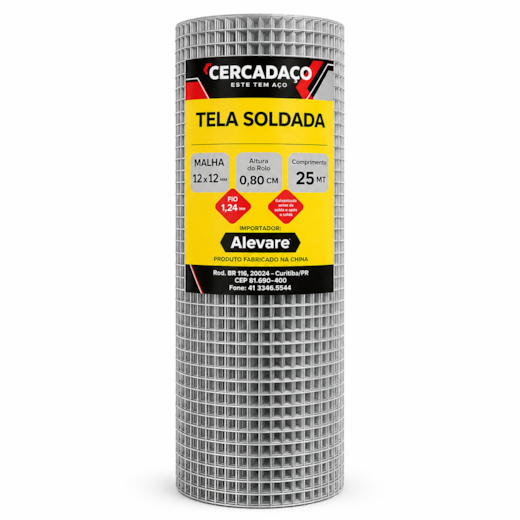 Tela Soldada Galvanizada Altura 80cm Malha 12x12 Fio 0,9mm Cercadaço 25 Metros