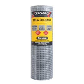Tela Soldada Galvanizada Altura 80cm Malha 12x12 Fio 0,9mm Cercadaço 25Mts
