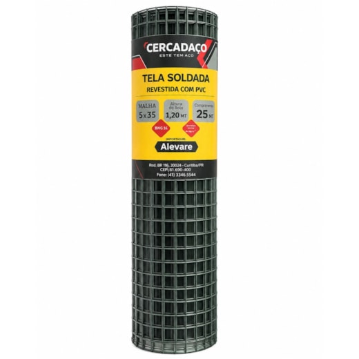 Tela Soldada Revestida Altura 1,20 metros 5x35 Cercadaço 25mts