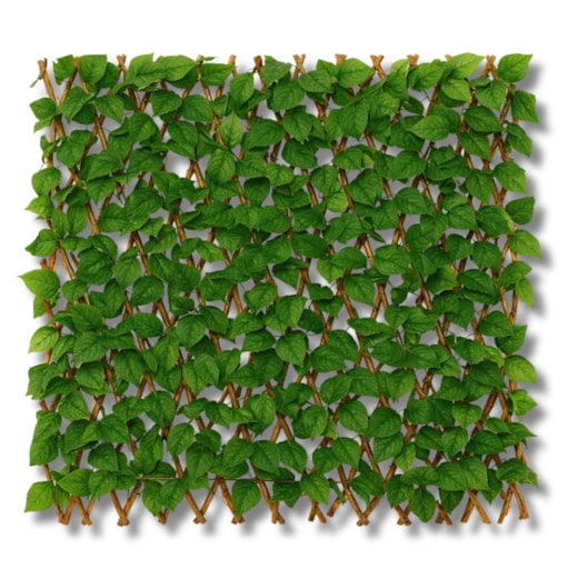 Treliça com Planta Artificial de Bambu Carbonizado Folhagem de Jiboia 100x200