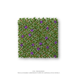 Treliça de Bambu Carbonizado Flores de Campanula Roxa 90x18
