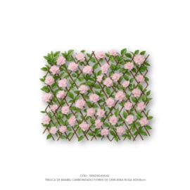 Treliça de Bambu Carbonizado Flores de Cerejeira Rosa 90x18