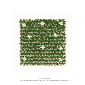 Treliça de Bambu Carbonizado Flores de Gardênia Branca  100x