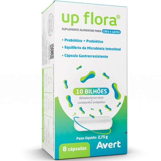 Up Flora Suplemento Alimentar Cães e Gatos com 8 Cápsulas