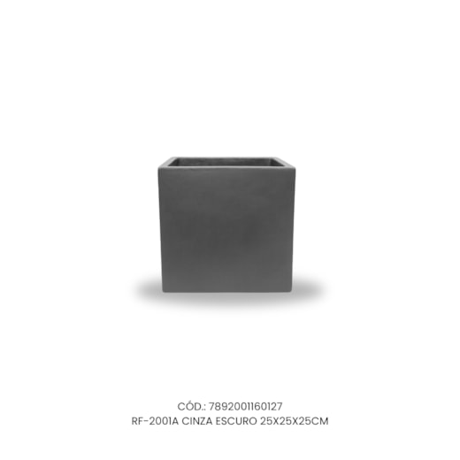 Vaso Ecológico Garden Line Cinza Escuro 25x25x25