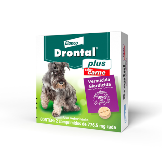 Vermífugo Drontal Cães Plus Carne 10Kg 2 Comprimidos