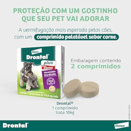 Vermífugo Drontal Cães Plus Carne 10Kg 2 Comprimidos