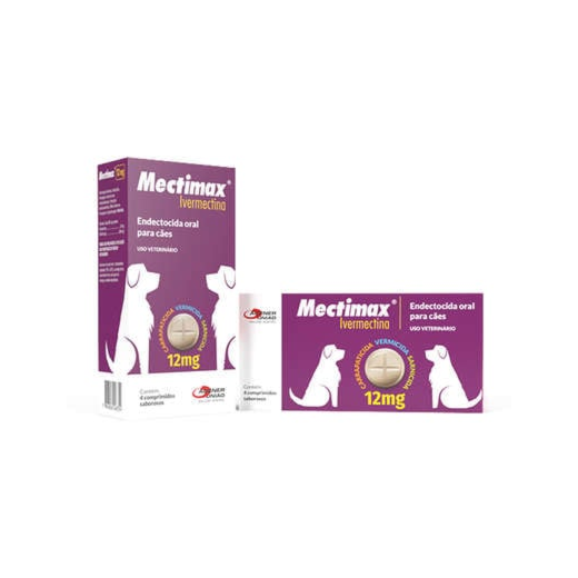 Vermifugo Mectimax Cães 12mg 4 Comprimidos