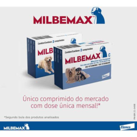 Vermífugo Milbemax C Cães até 5kg 2 comprimidos