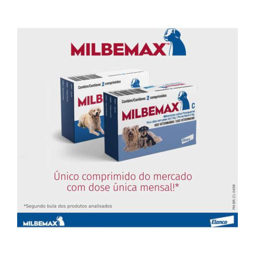 Vermífugo Milbemax C Cães até 5kg 2 comprimidos