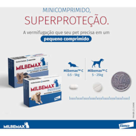 Vermífugo Milbemax C Cães até 5kg 2 comprimidos