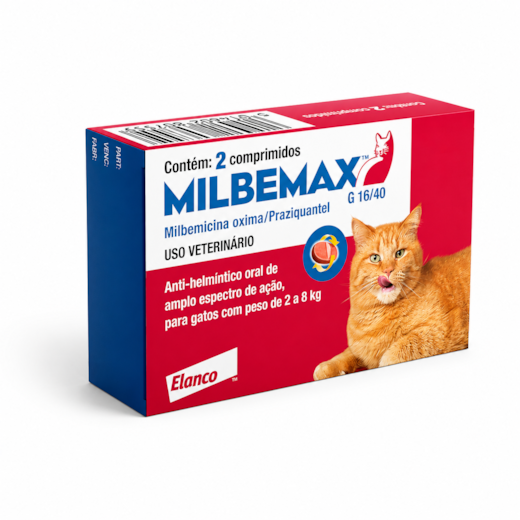Vermífugo Milbemax G Gatos 2 a 8kg 2 Comprimidos
