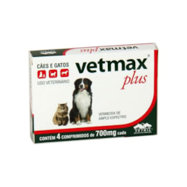 Vermifugo Vetmax Plus Caes e Gatos 4 Comprimidos